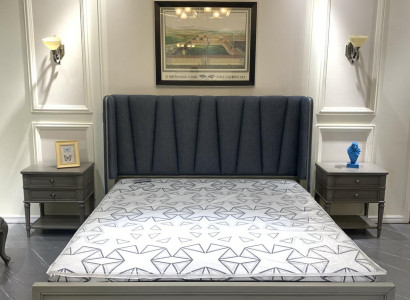 Design Schlafzimmer 3tlg. Bett 2x Nachttische Betten Set Holz Nachttisch Grau